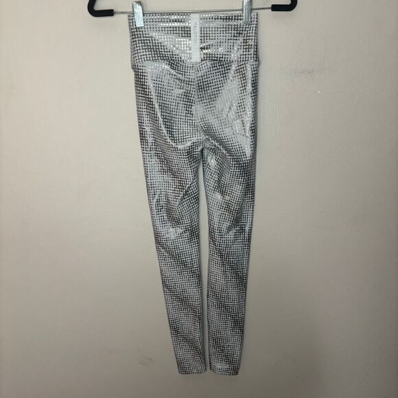 Peloton Leggings Womens Small White Wilver Metallic Workout Athletic‎ Tight - Picture 2 of 9